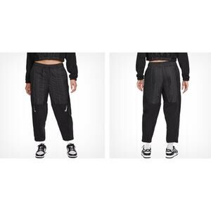 Nike Curve Plush‎ Pants XS Black Fleece Quilted Panels Tapered Leg Cozy Street